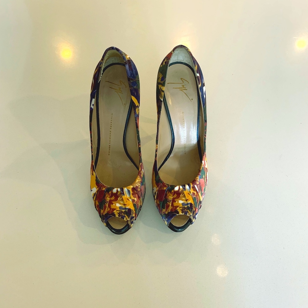 Giuseppe Zanotti Floral with Blue Heel